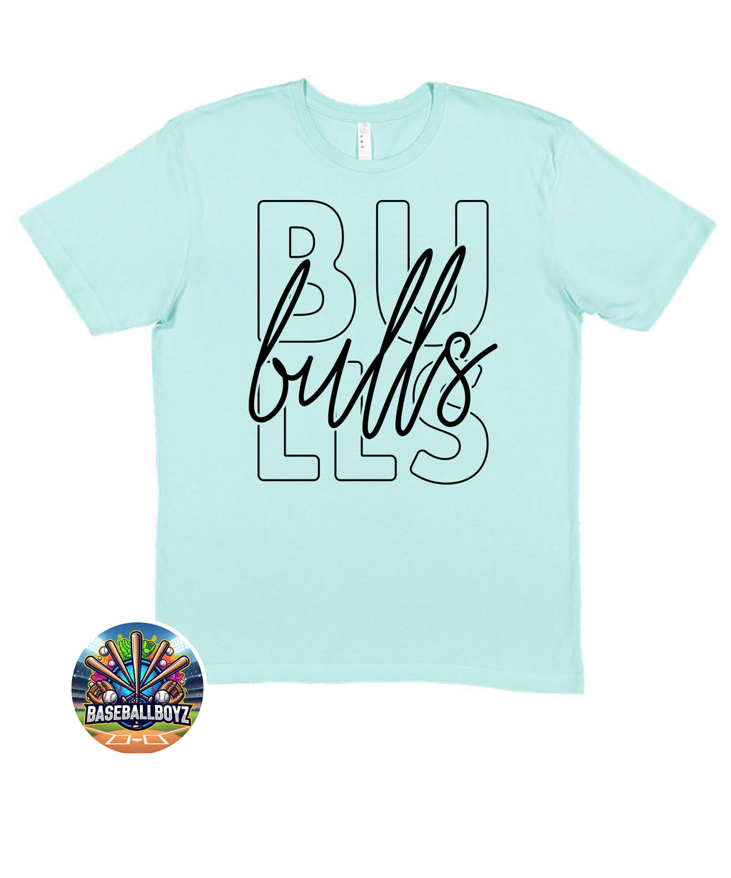 Bold Bulls Script Design Team Graphic T-Shirt