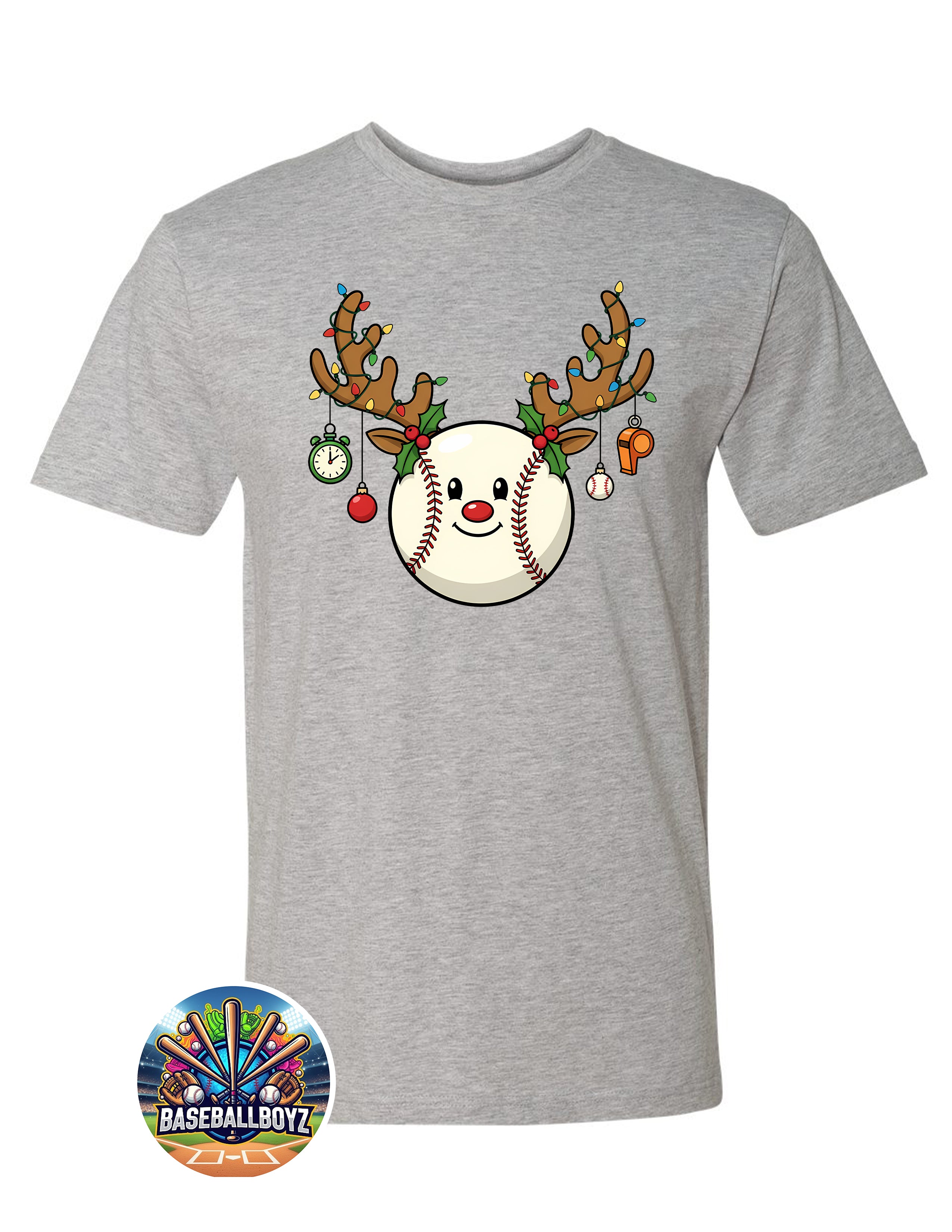 Baseball with Antlers Christmas Graphic T-Shirt
