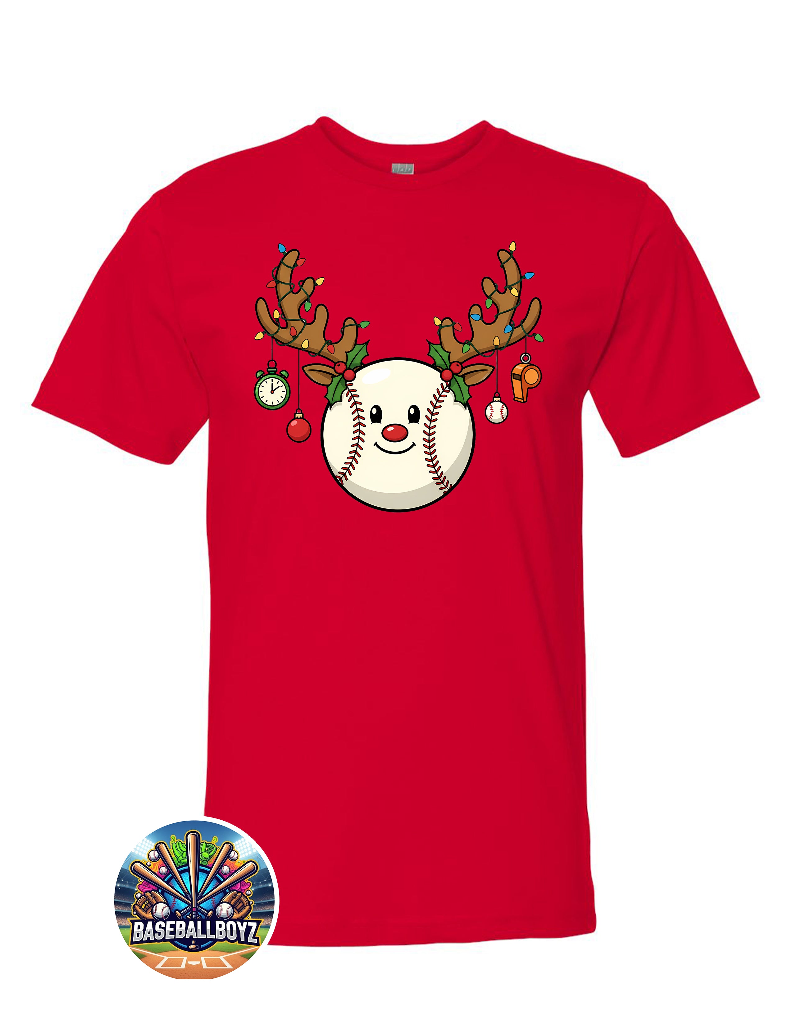 Baseball with Antlers Christmas Graphic T-Shirt