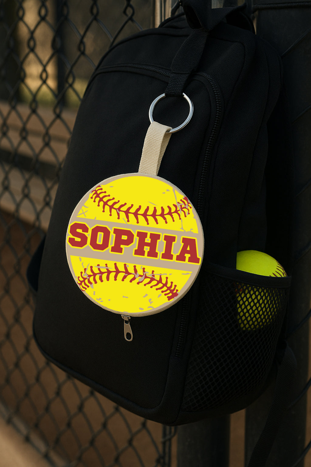 Custom Circle Softball Zipper Pouch