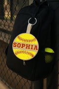 Custom Circle Softball Zipper Pouch
