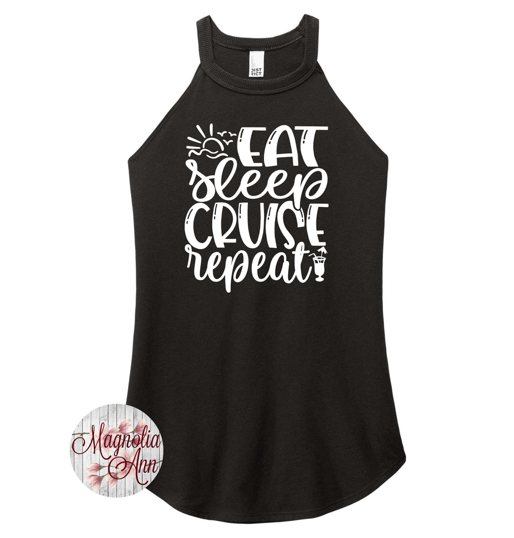 Eat Sleep Cruise Repeat Rocker Tank Top