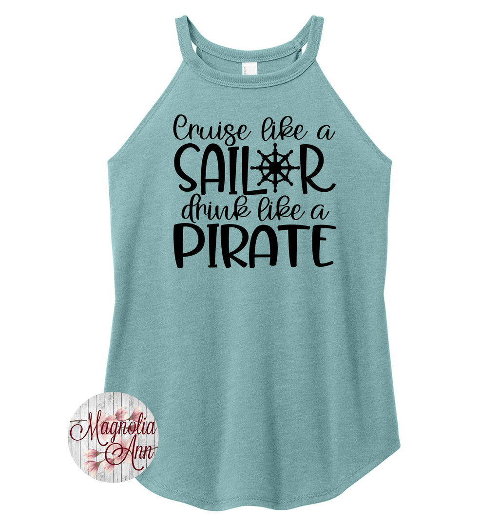 Curse Like A Sailor Drink Like A Pirate Rocker Tank Top
