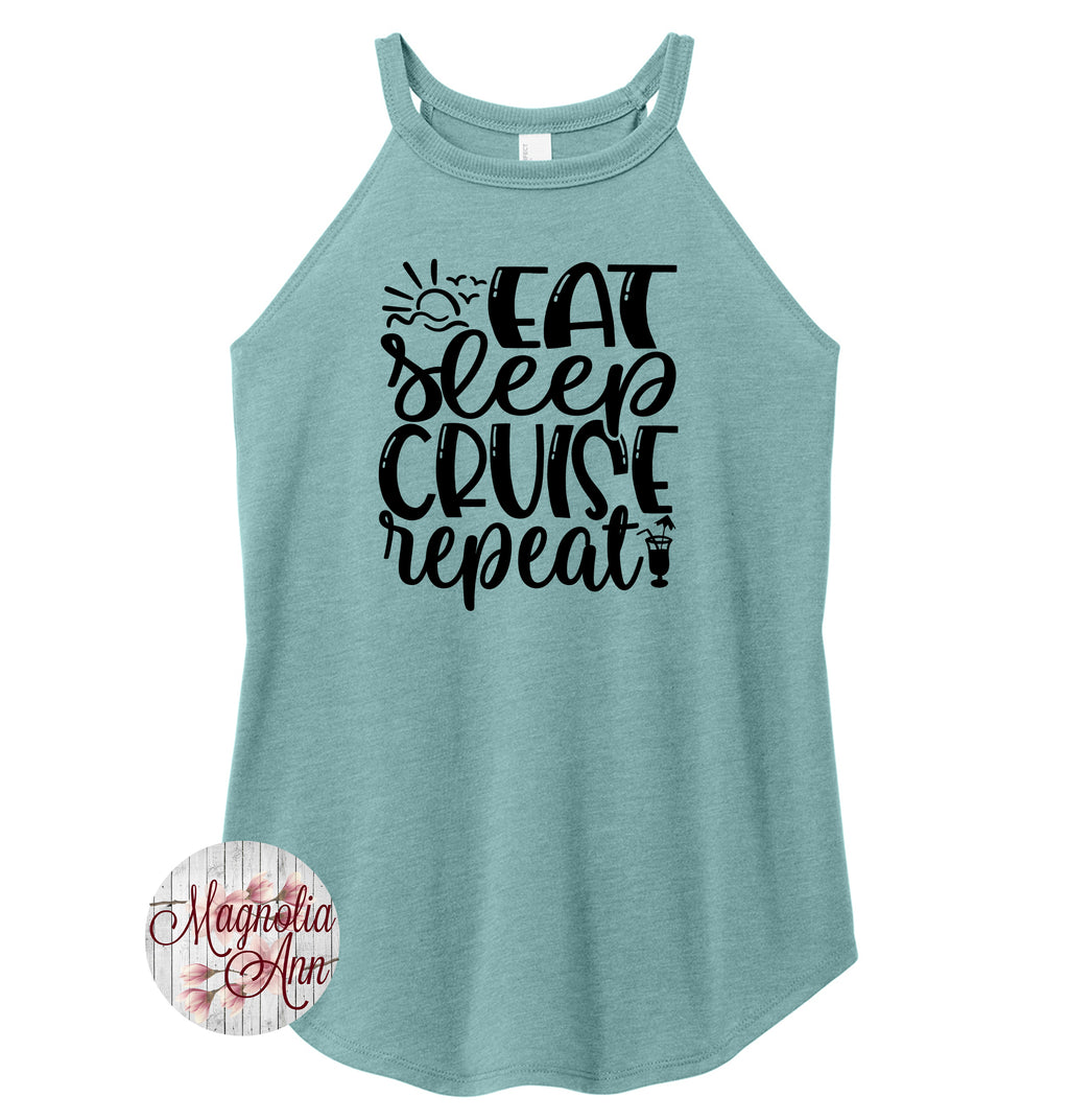 Eat Sleep Cruise Repeat Rocker Tank Top