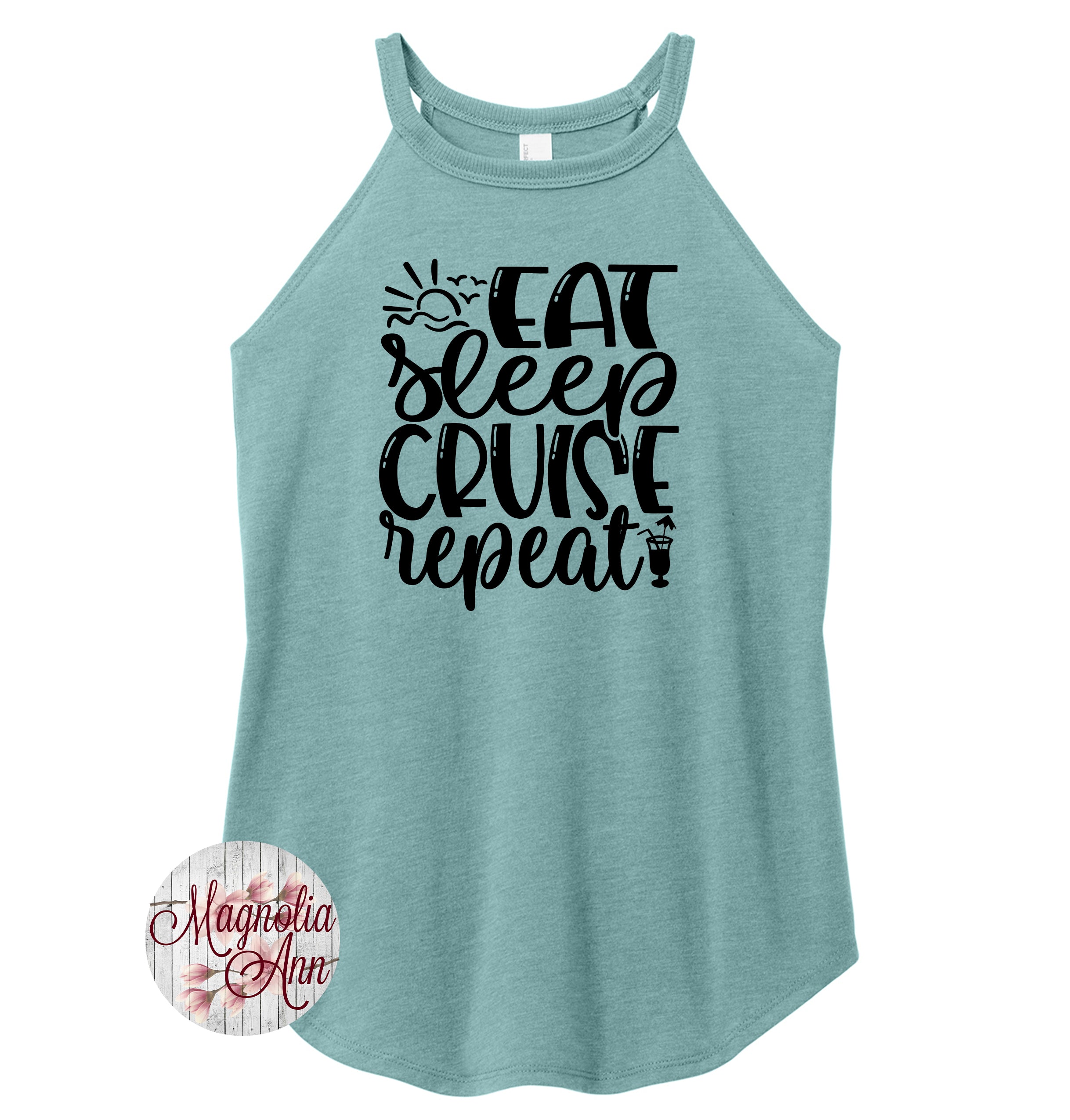 Eat Sleep Cruise Repeat Rocker Tank Top