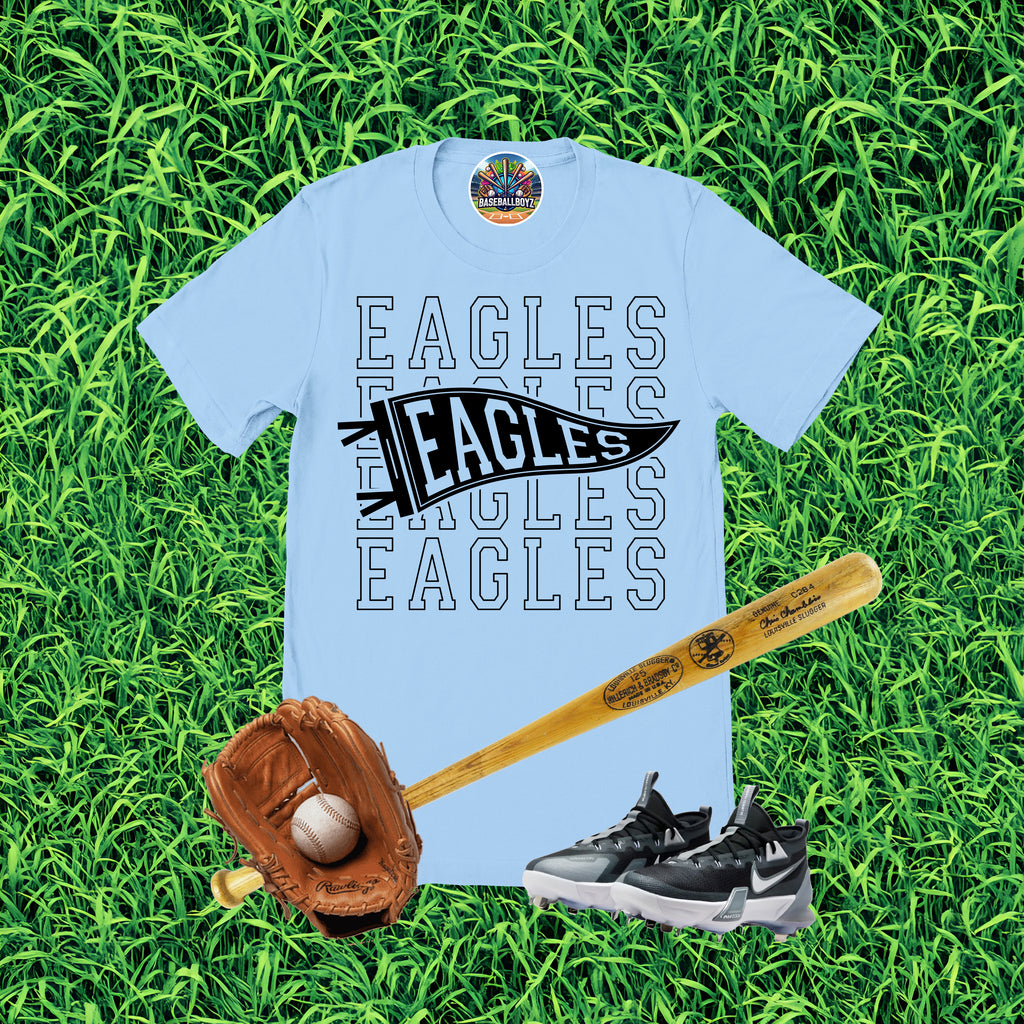 Eagles Stacked Text Pennant Flag Team Graphic T-Shirt
