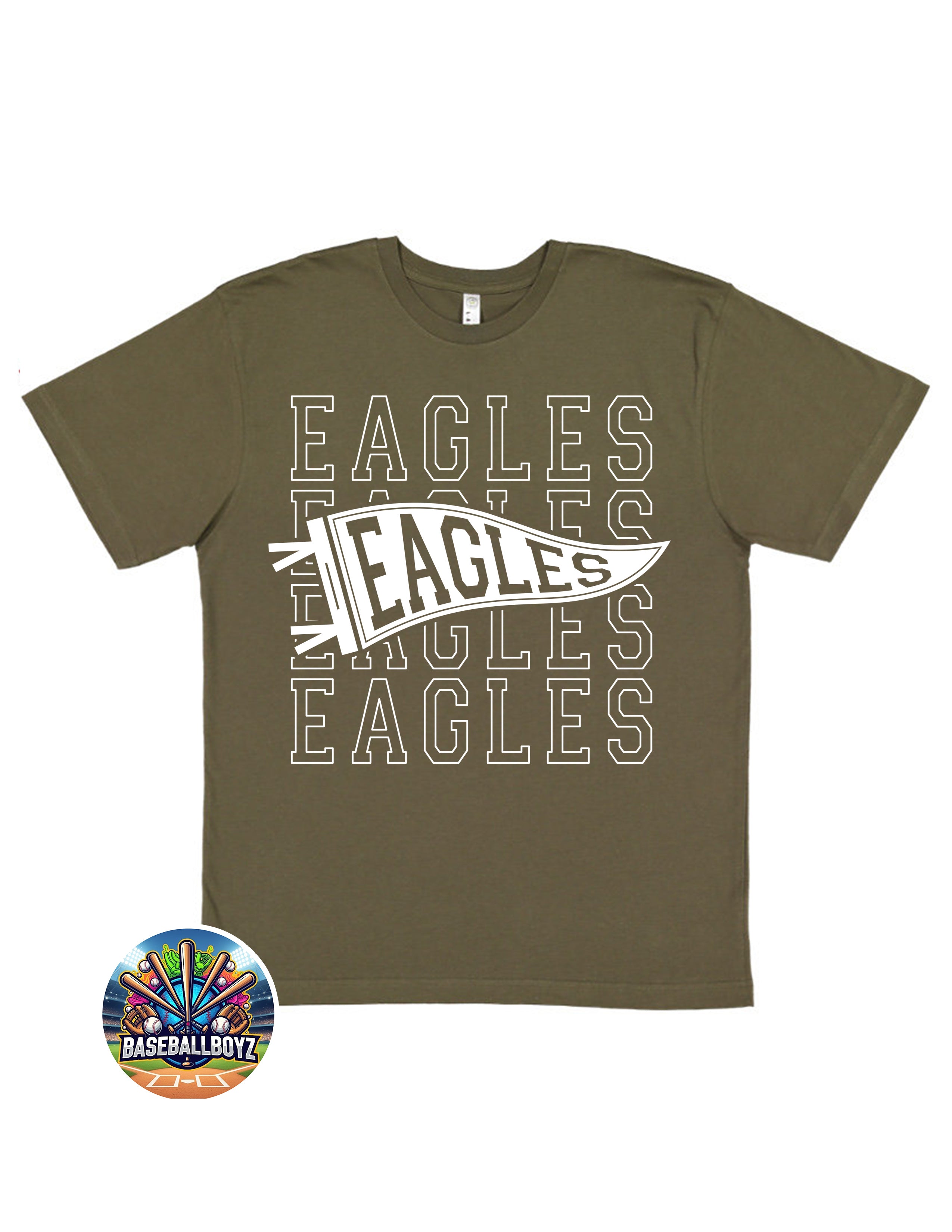 Eagles Stacked Text Pennant Flag Team Graphic T-Shirt