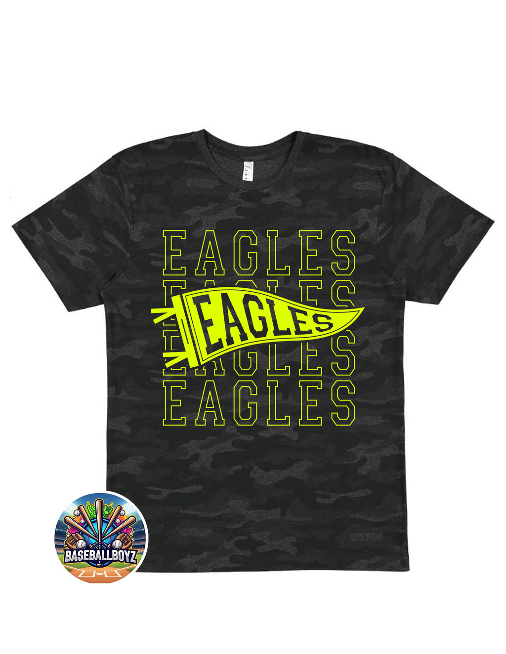 Eagles Stacked Text Pennant Flag Team Graphic T-Shirt