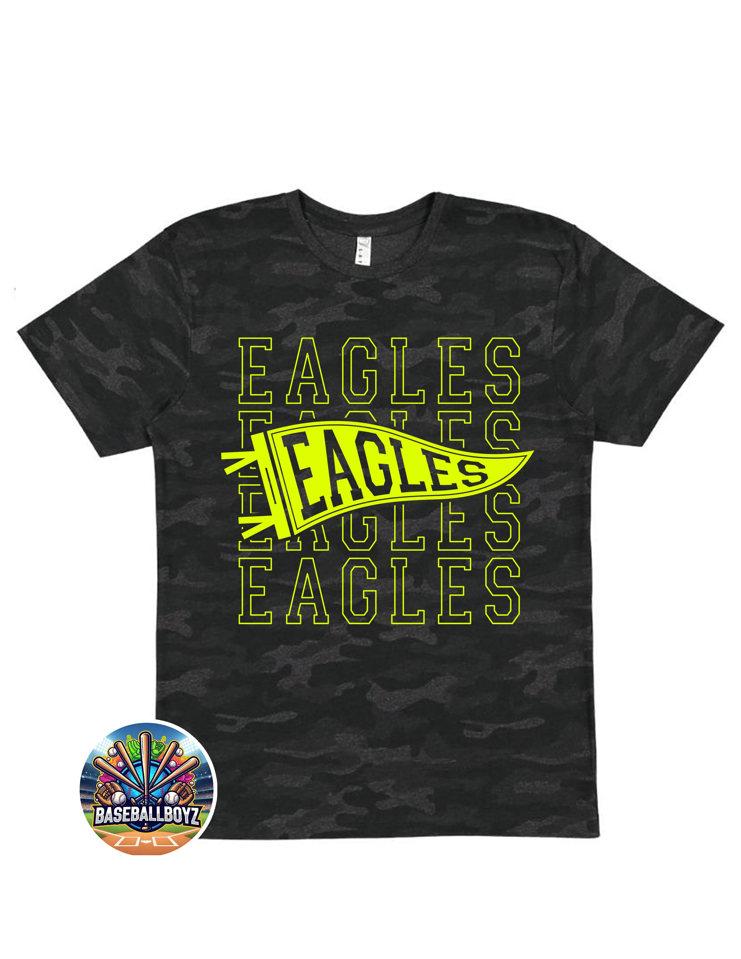 Eagles Stacked Text Pennant Flag Team Graphic T-Shirt