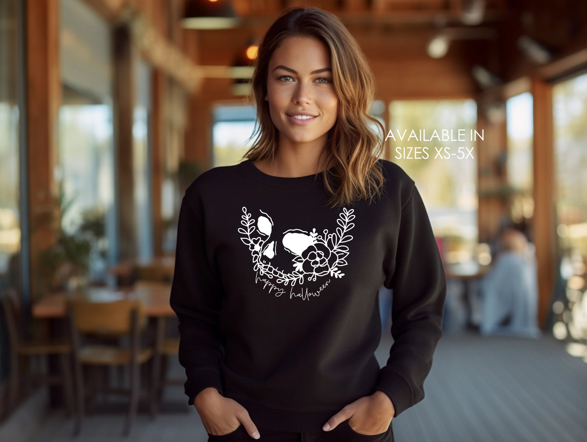 Skeleton Happy Halloween Adult Pullover Sweatshirt