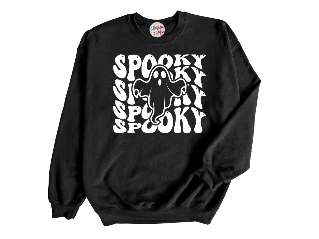 Spooky Stacked Halloween Adult Pullover Sweatshirt