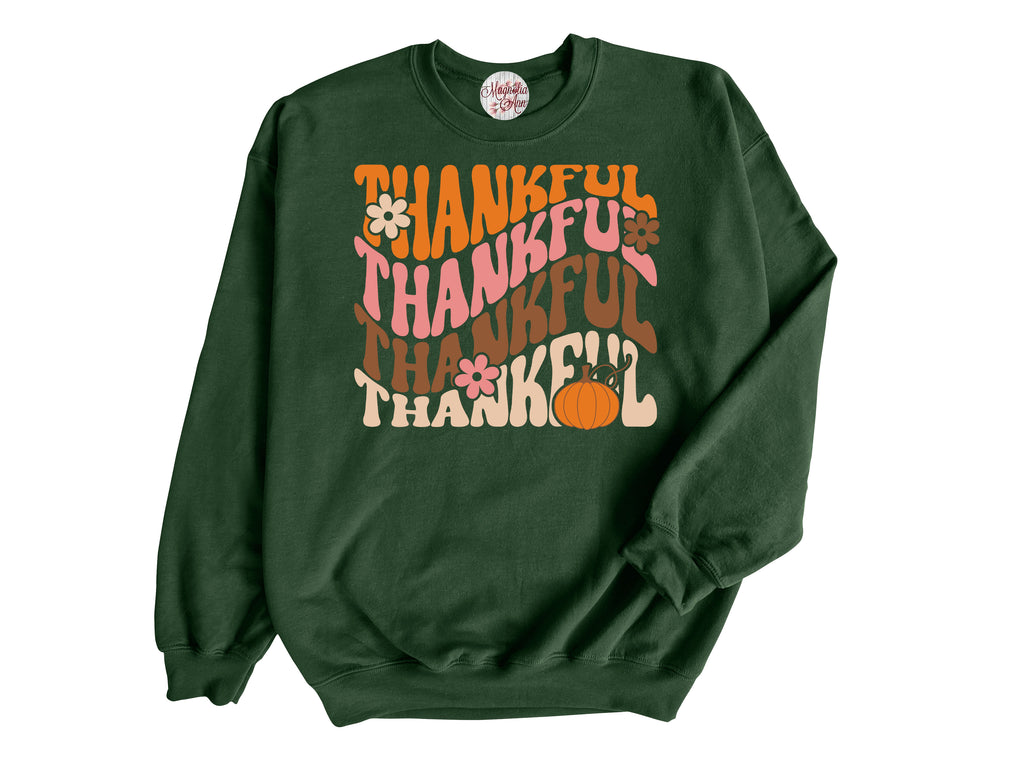 Thankful Stacked Adult Pullover Sweatshirt