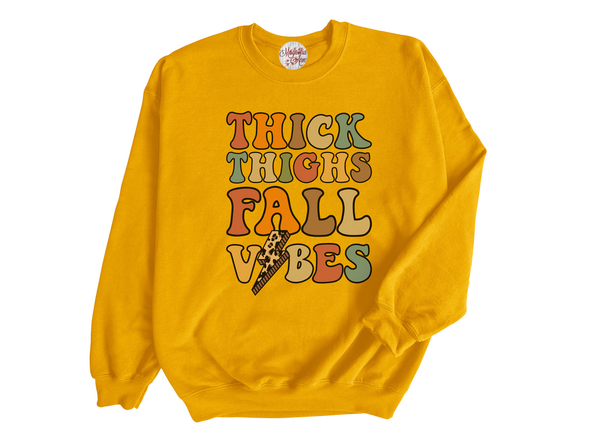 Thick Thighs Fall Vibes Adult Pullover Sweatshirt