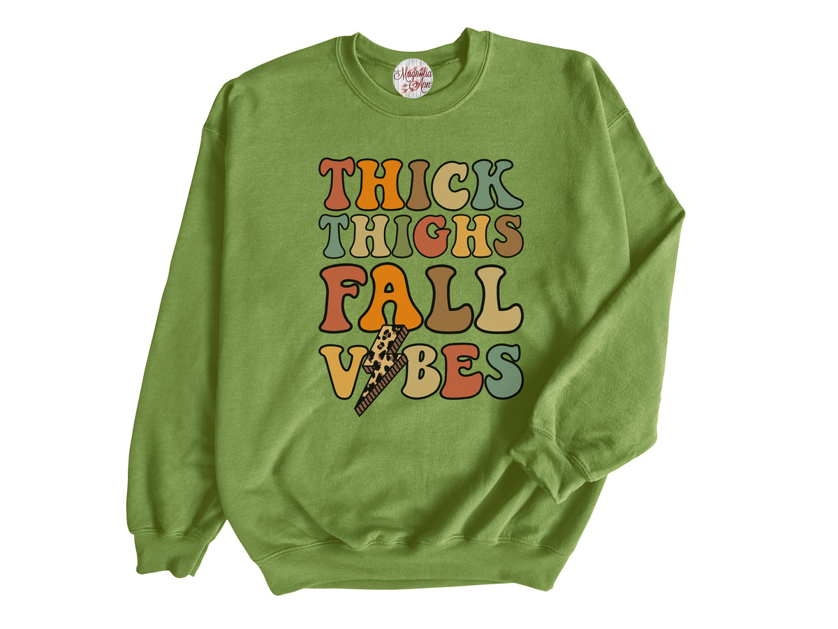 Thick Thighs Fall Vibes Adult Pullover Sweatshirt