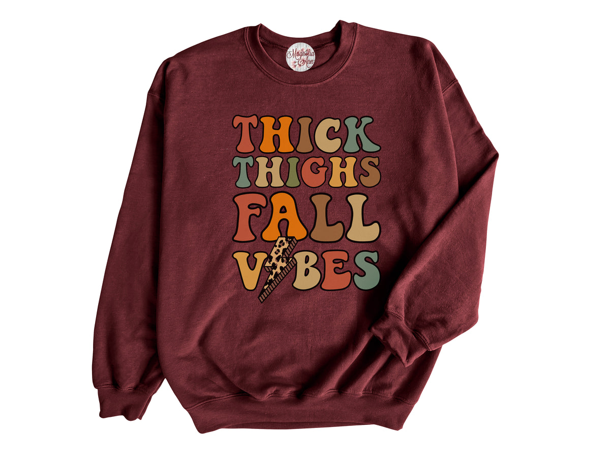 Thick Thighs Fall Vibes Adult Pullover Sweatshirt