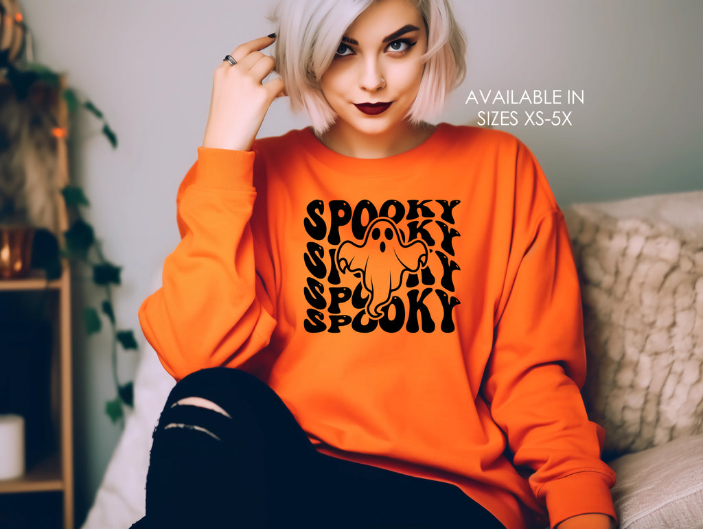 Spooky Stacked Halloween Adult Pullover Sweatshirt