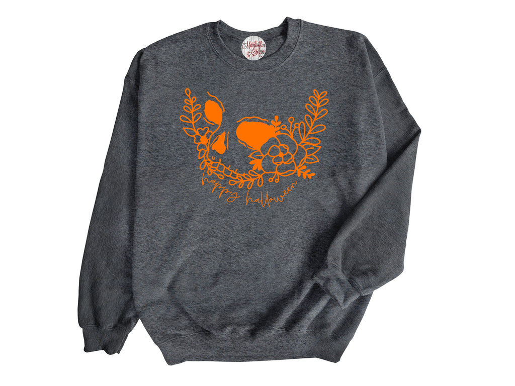Skeleton Happy Halloween Adult Pullover Sweatshirt