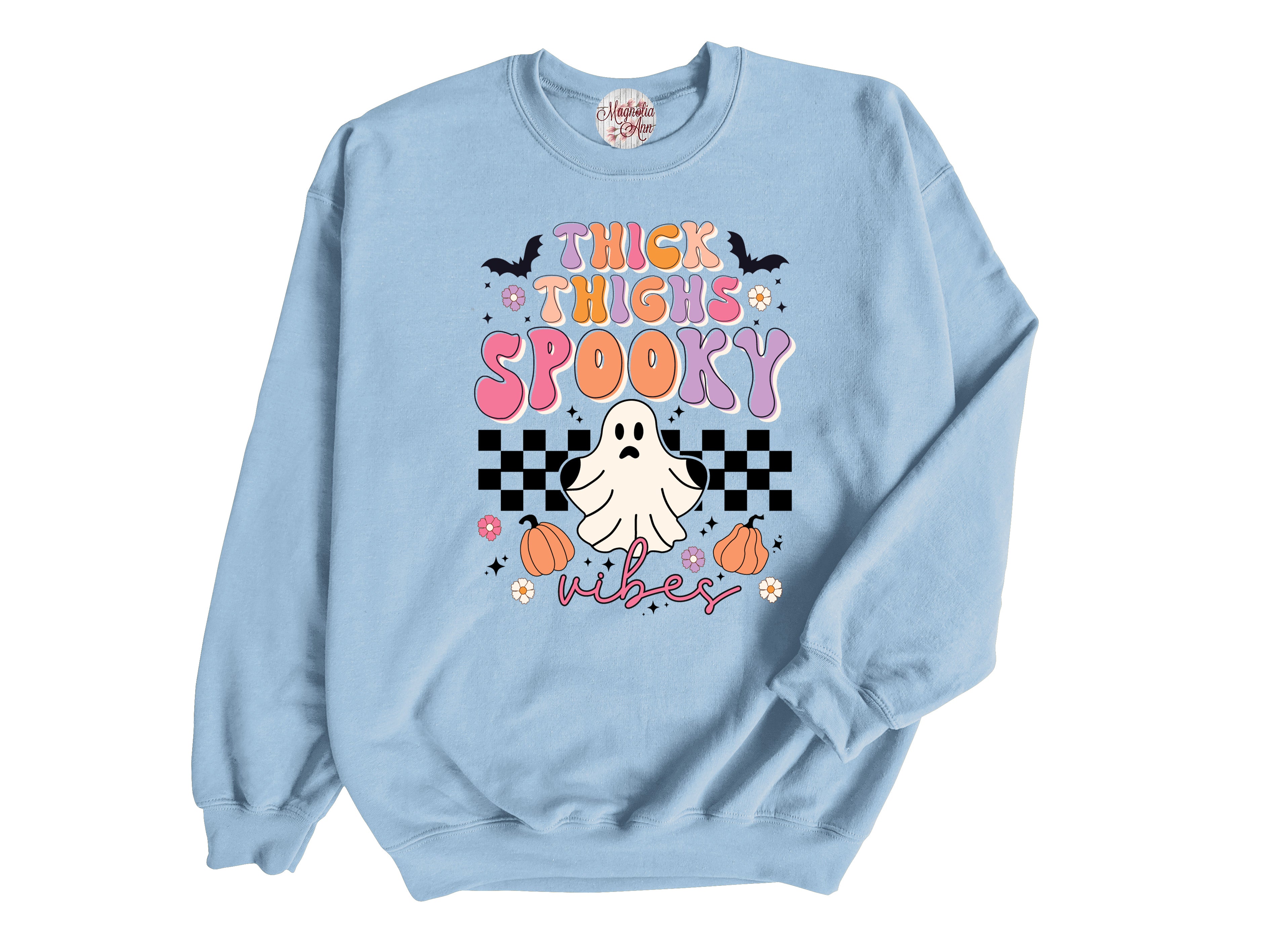 Thick Thighs Spooky Vibes Halloween Adult Pullover Sweatshirt