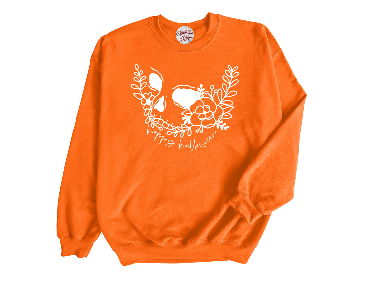 Skeleton Happy Halloween Adult Pullover Sweatshirt