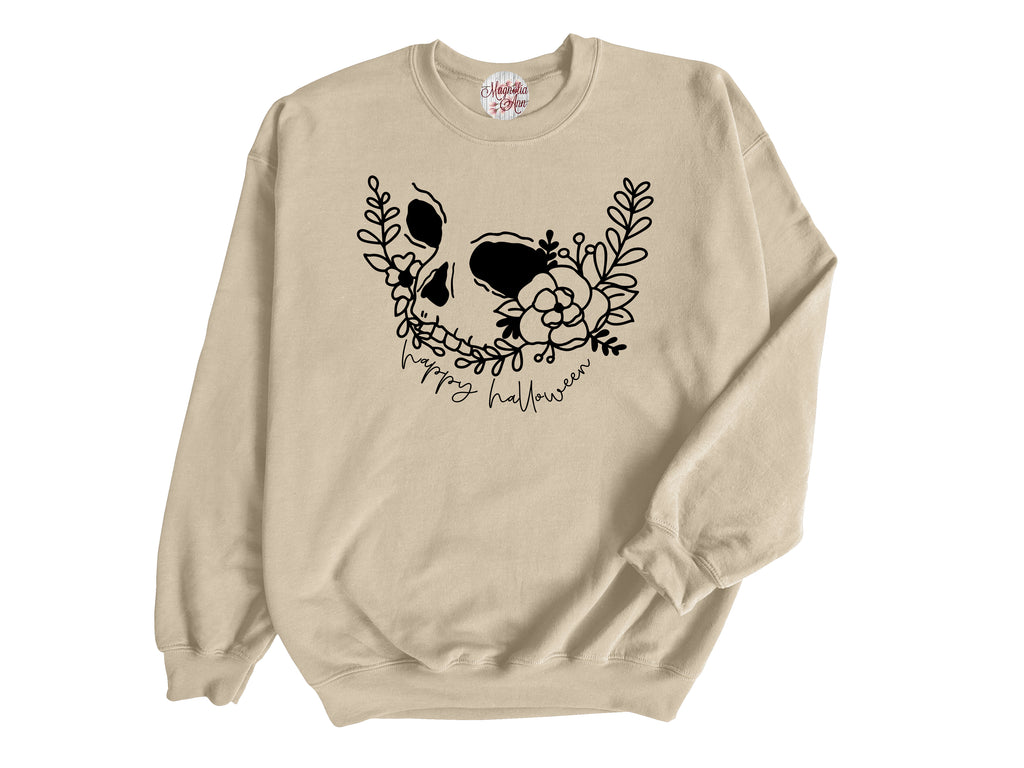 Skeleton Happy Halloween Adult Pullover Sweatshirt