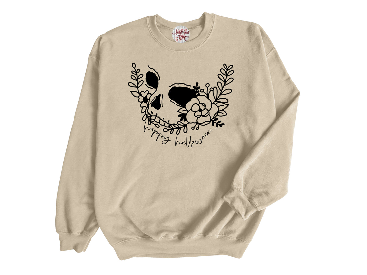 Skeleton Happy Halloween Adult Pullover Sweatshirt