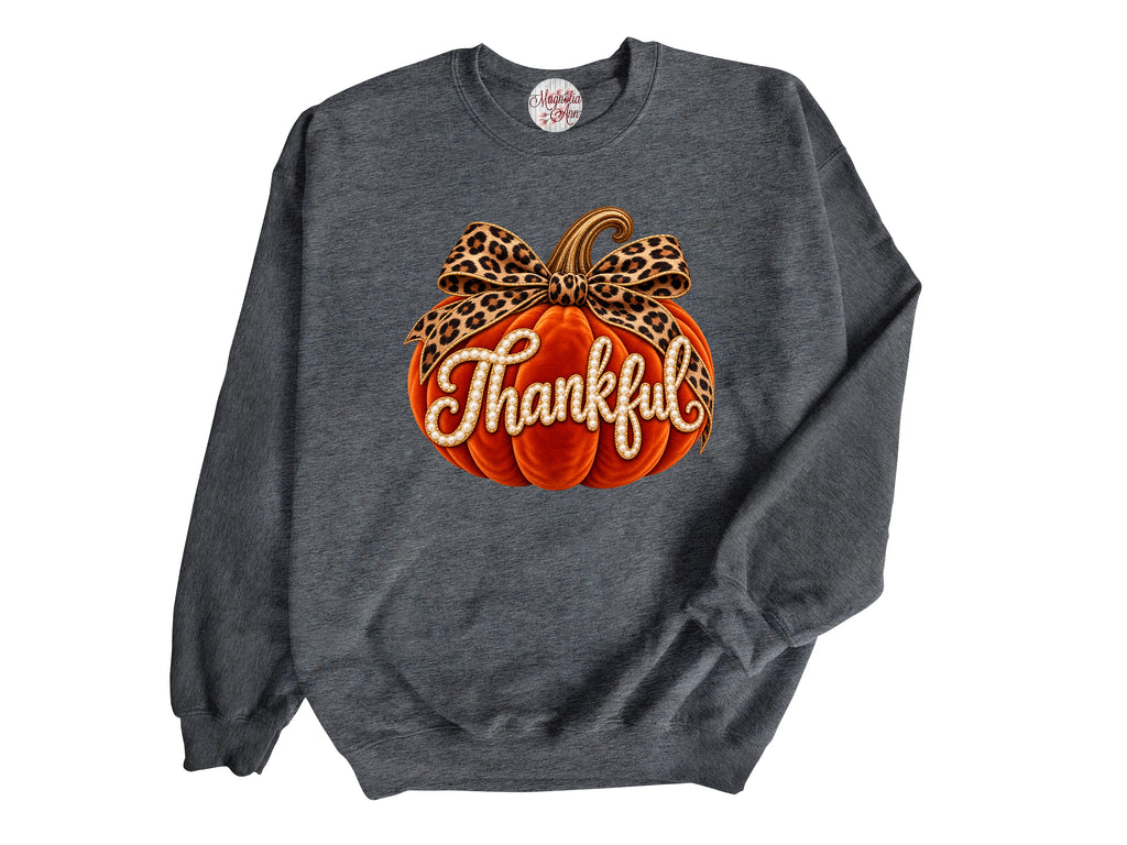 Thankful Velvet Pumpkin Pullover Sweatshirt
