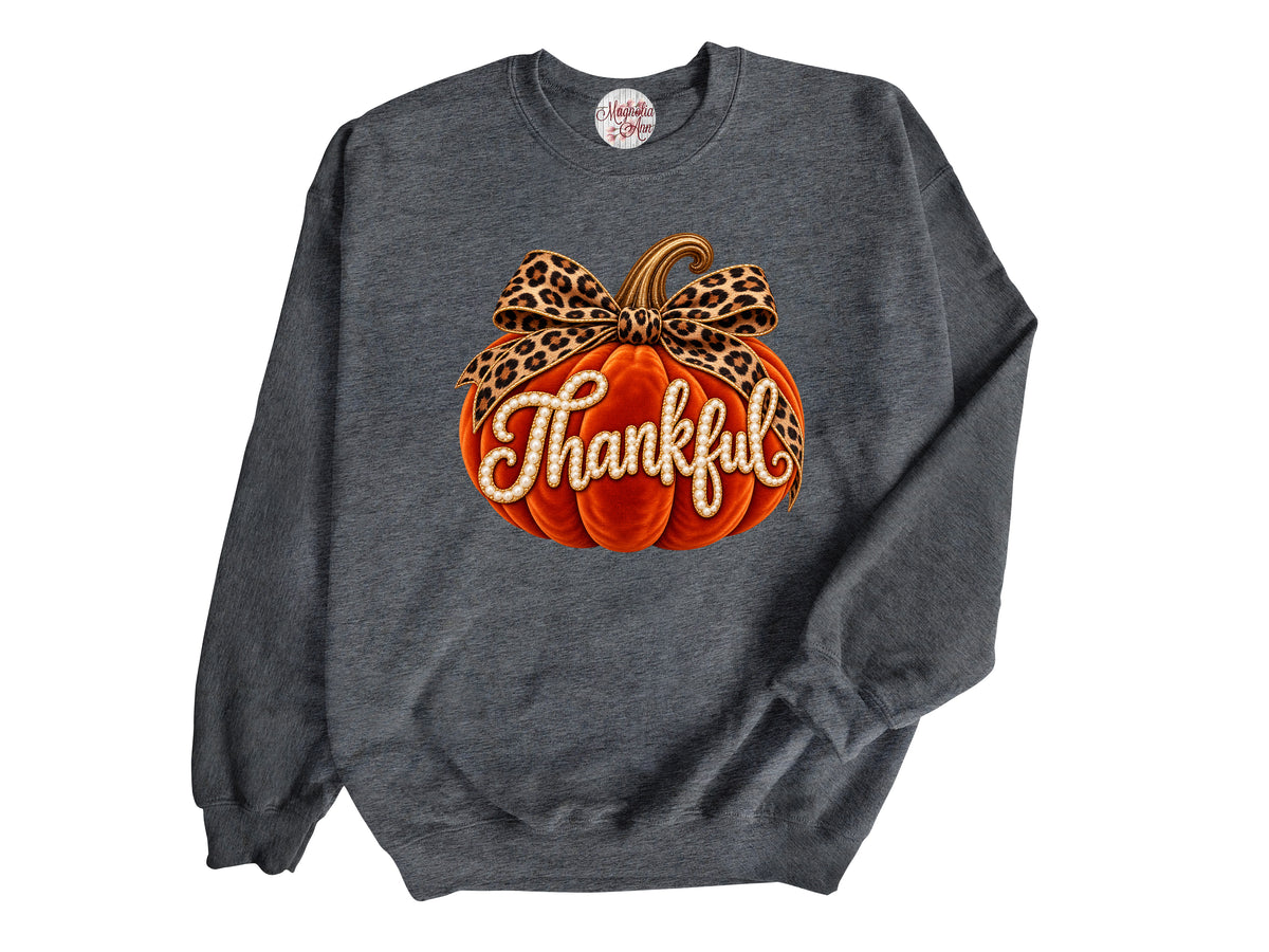 Thankful Velvet Pumpkin Pullover Sweatshirt