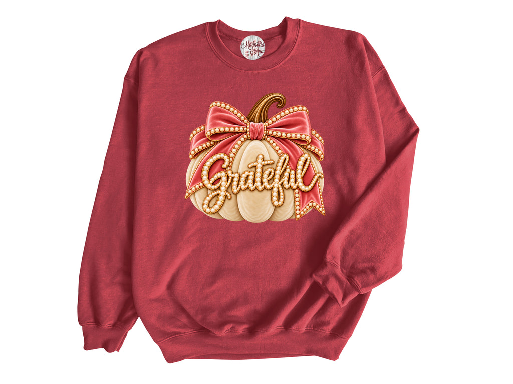 Grateful Velvet Pumpkin Pullover Sweatshirt