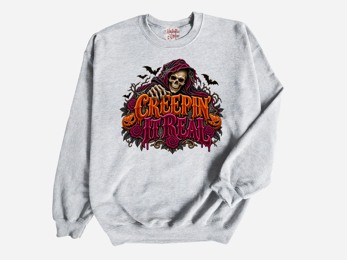 Creepin' It Real Velvet Halloween Pullover Sweatshirt