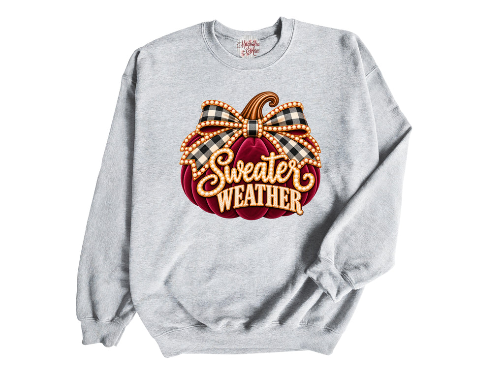 Sweater Weather Velvet Pumpkin Pullover Sweatshirt