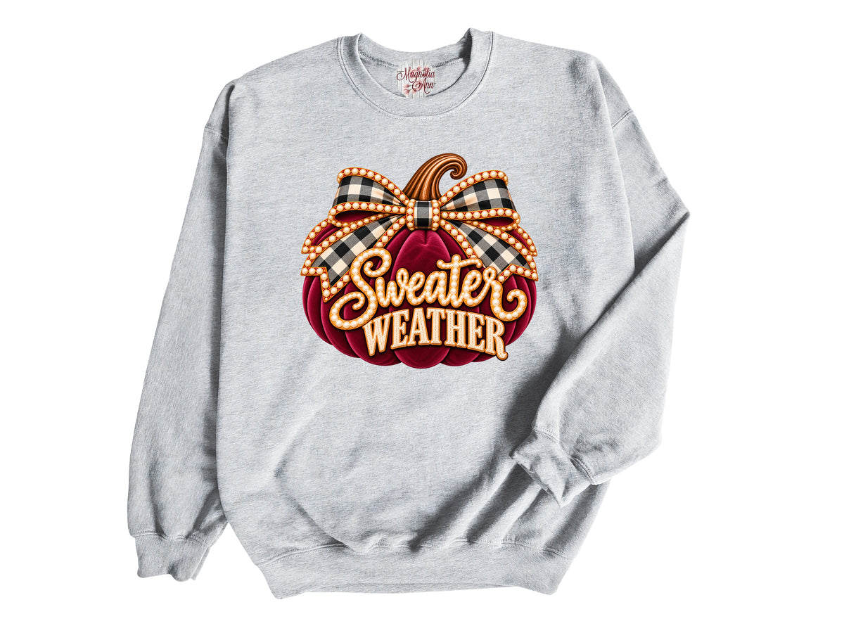 Sweater Weather Velvet Pumpkin Pullover Sweatshirt