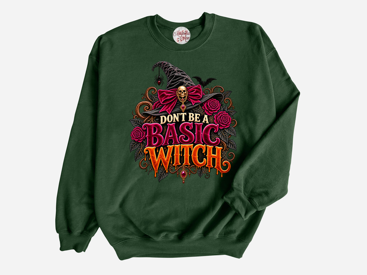 Don't Be a Basic Witch Velvet Halloween Pullover Sweatshirt