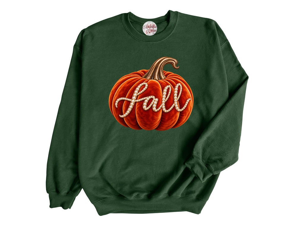 Fall Velvet Pumpkin Pullover Sweatshirt