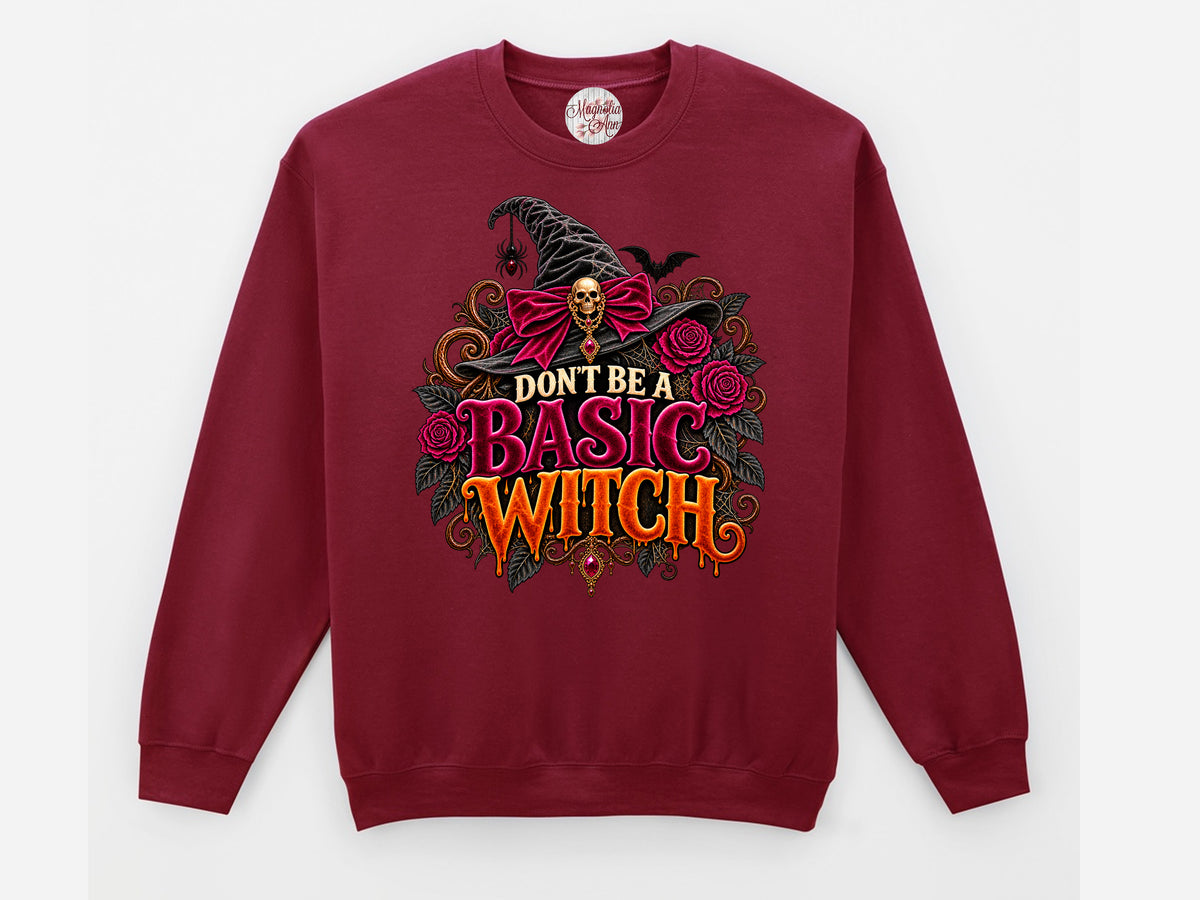 Don't Be a Basic Witch Velvet Halloween Pullover Sweatshirt