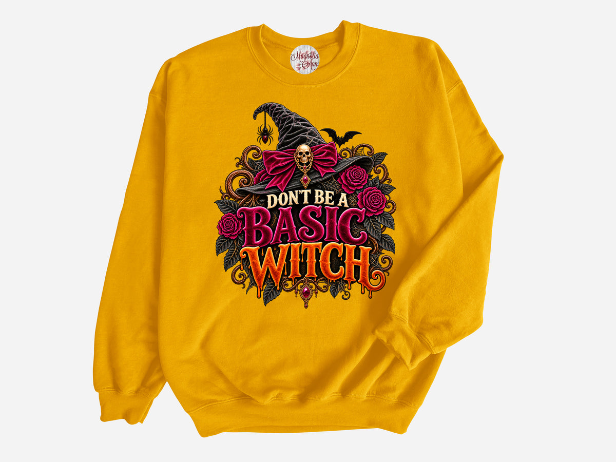Don't Be a Basic Witch Velvet Halloween Pullover Sweatshirt