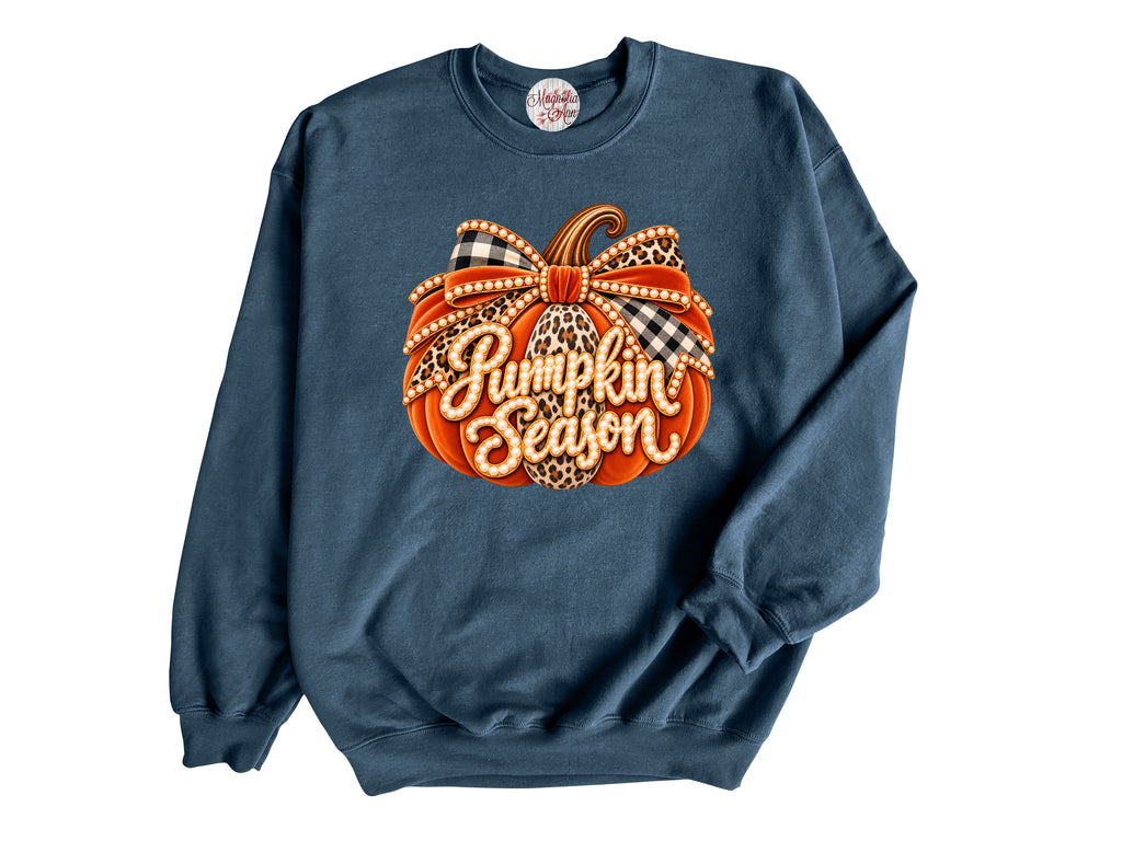 Pumpkin Season Velvet Pumpkin Pullover Sweatshirt