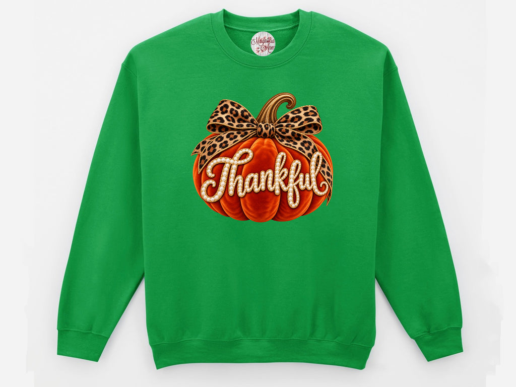 Thankful Velvet Pumpkin Pullover Sweatshirt