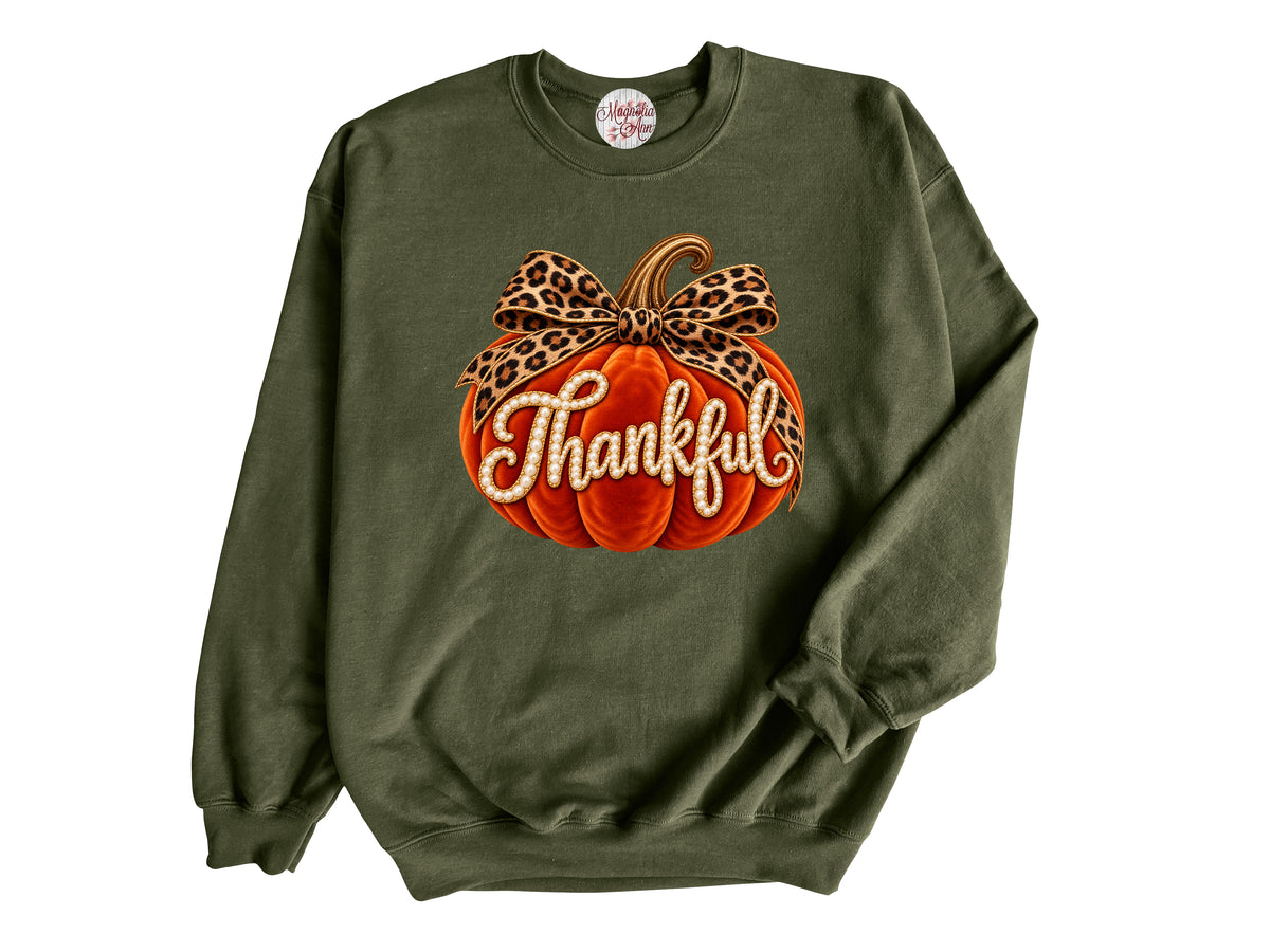 Thankful Velvet Pumpkin Pullover Sweatshirt