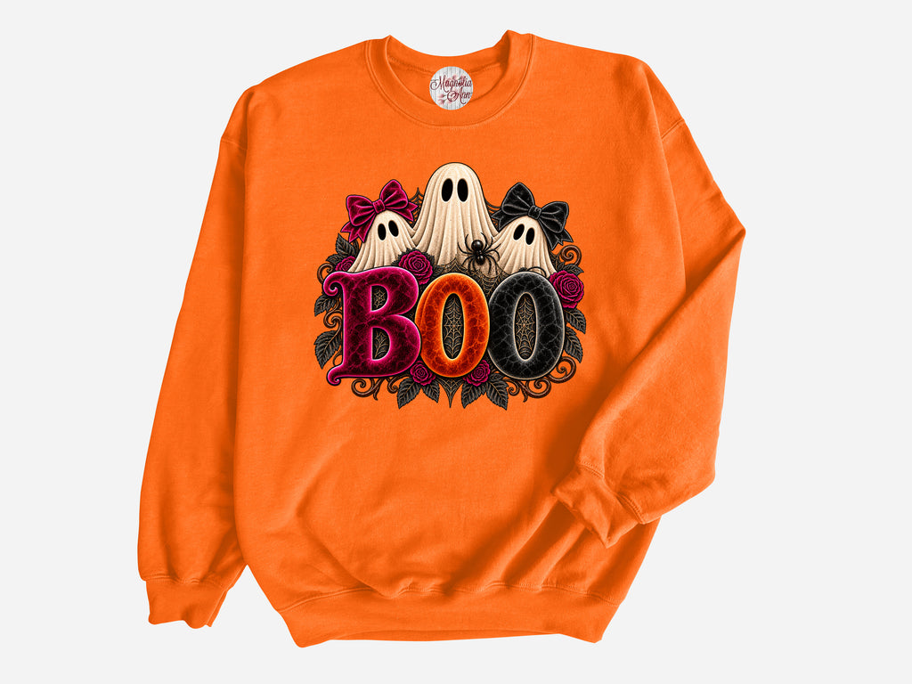 Velvet Boo Ghost Halloween Pullover Sweatshirt