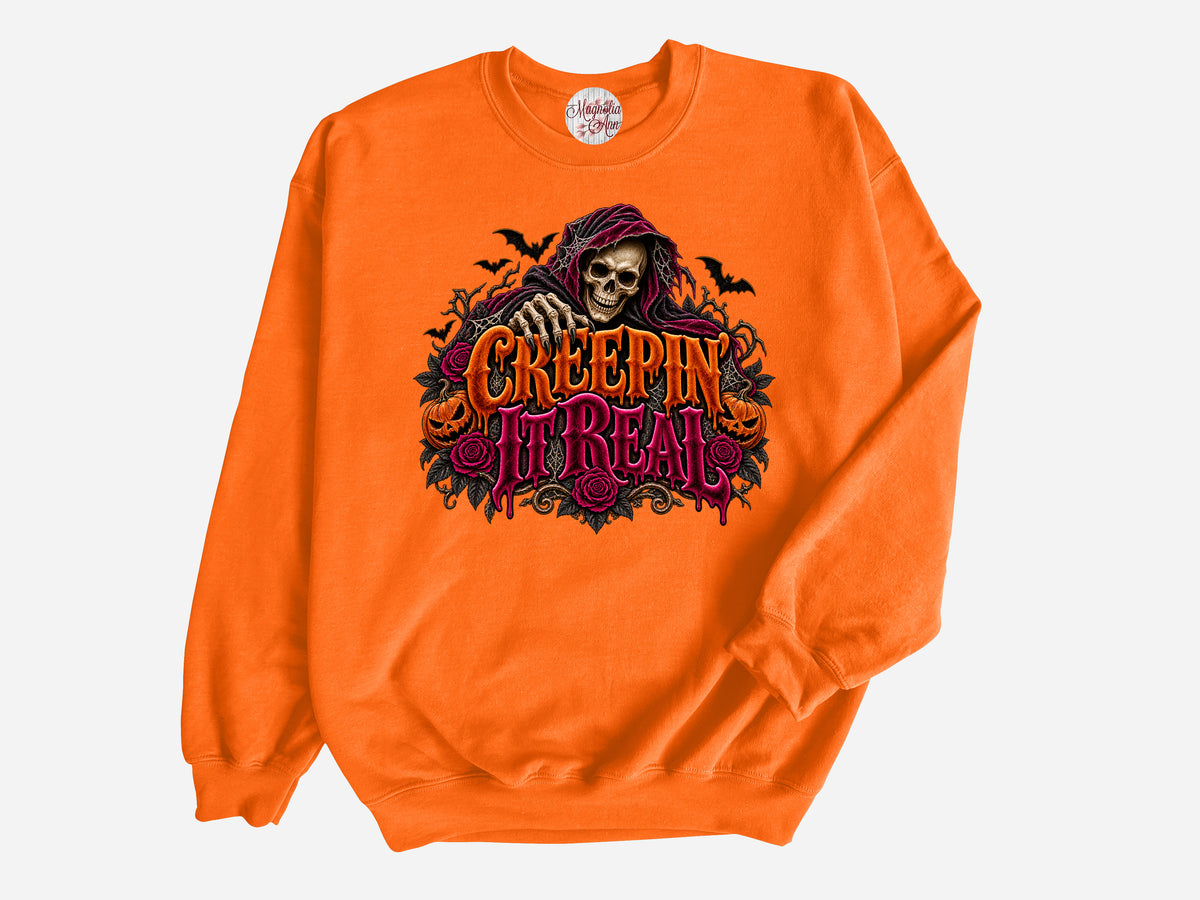 Creepin' It Real Velvet Halloween Pullover Sweatshirt