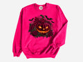 Velvet Jack O Lantern Halloween Pullover Sweatshirt