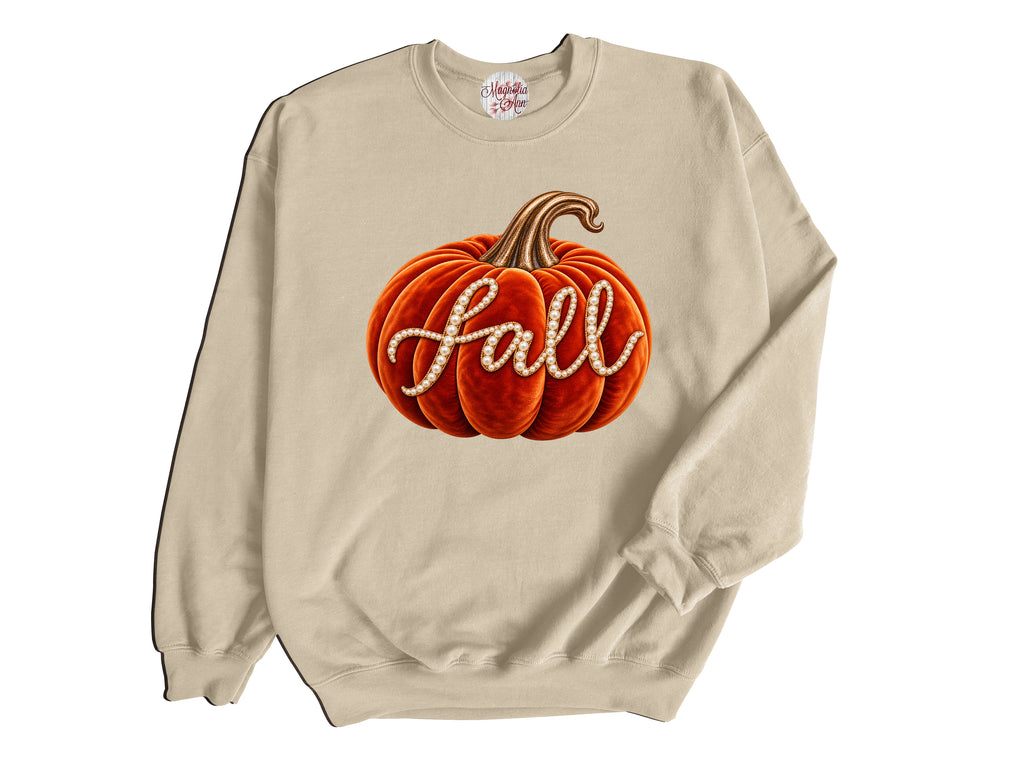 Fall Velvet Pumpkin Pullover Sweatshirt