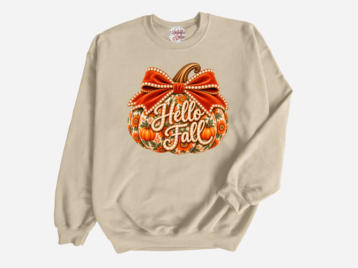Pumpkin Season Velvet Pumpkin Pullover Sweatshirt
