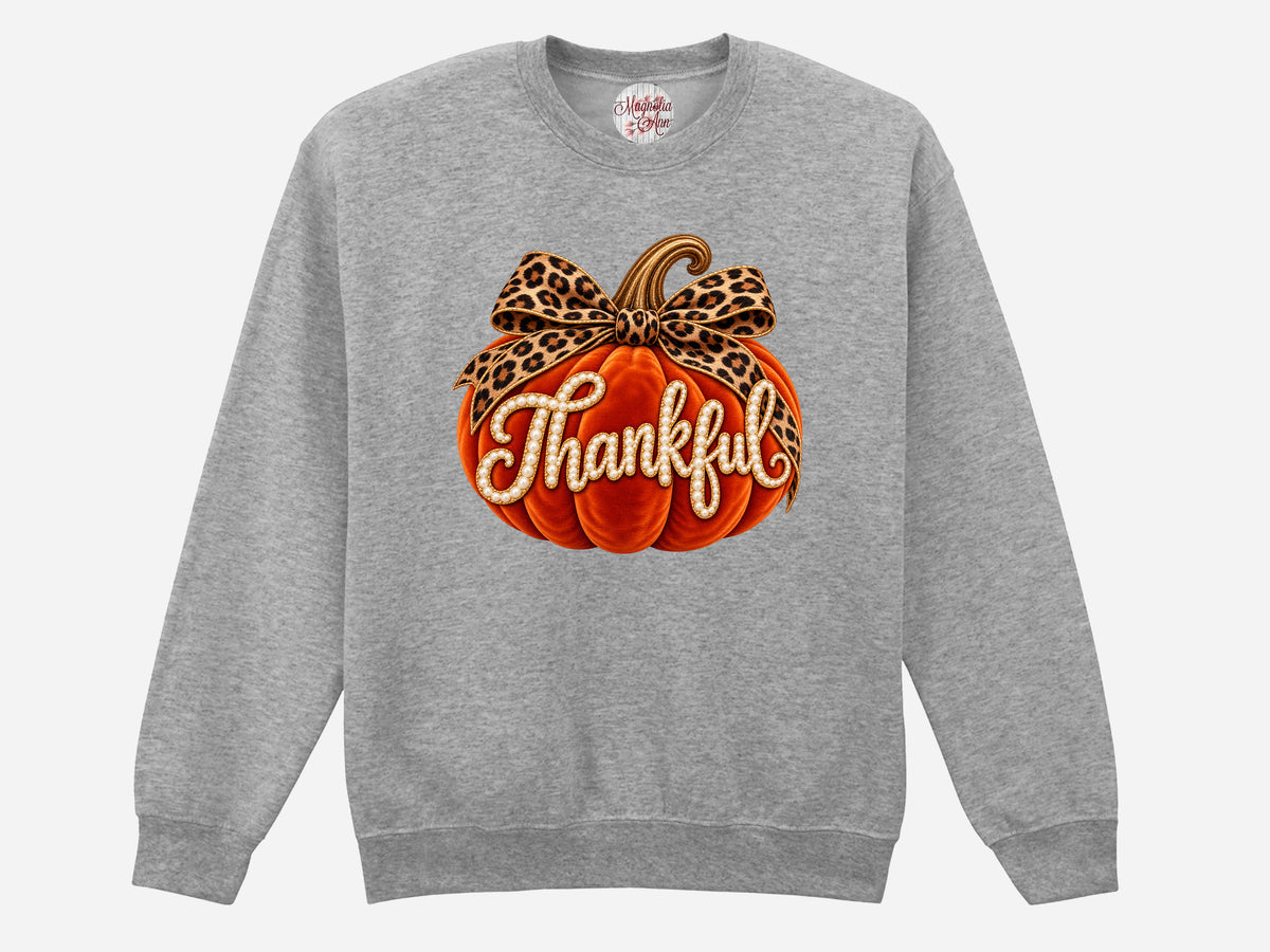 Thankful Velvet Pumpkin Pullover Sweatshirt