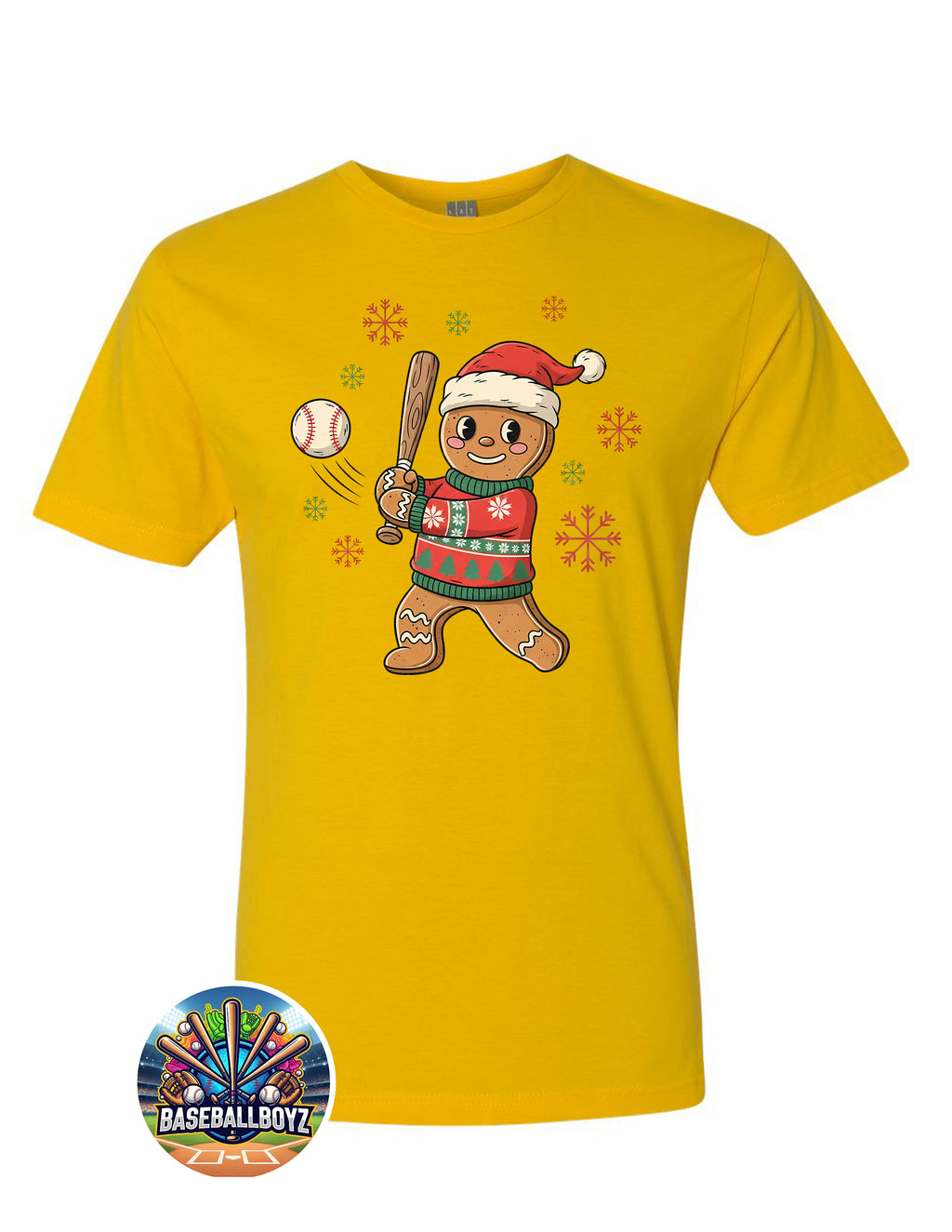 Gingerbread Baseball Christmas Graphic T-Shirt