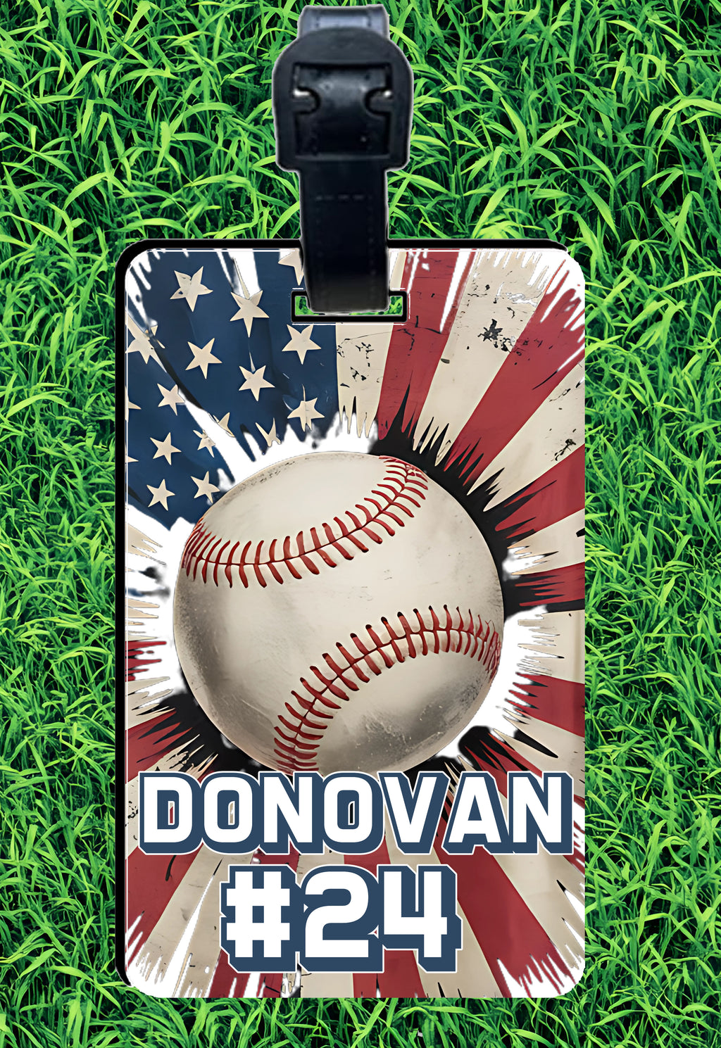 Custom Patriotic Rectangle Baseball Bag Tag