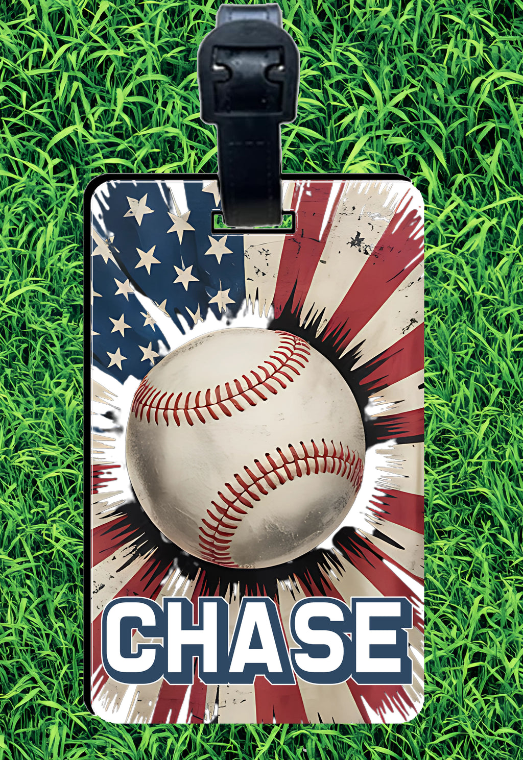 Custom Patriotic Rectangle Baseball Bag Tag