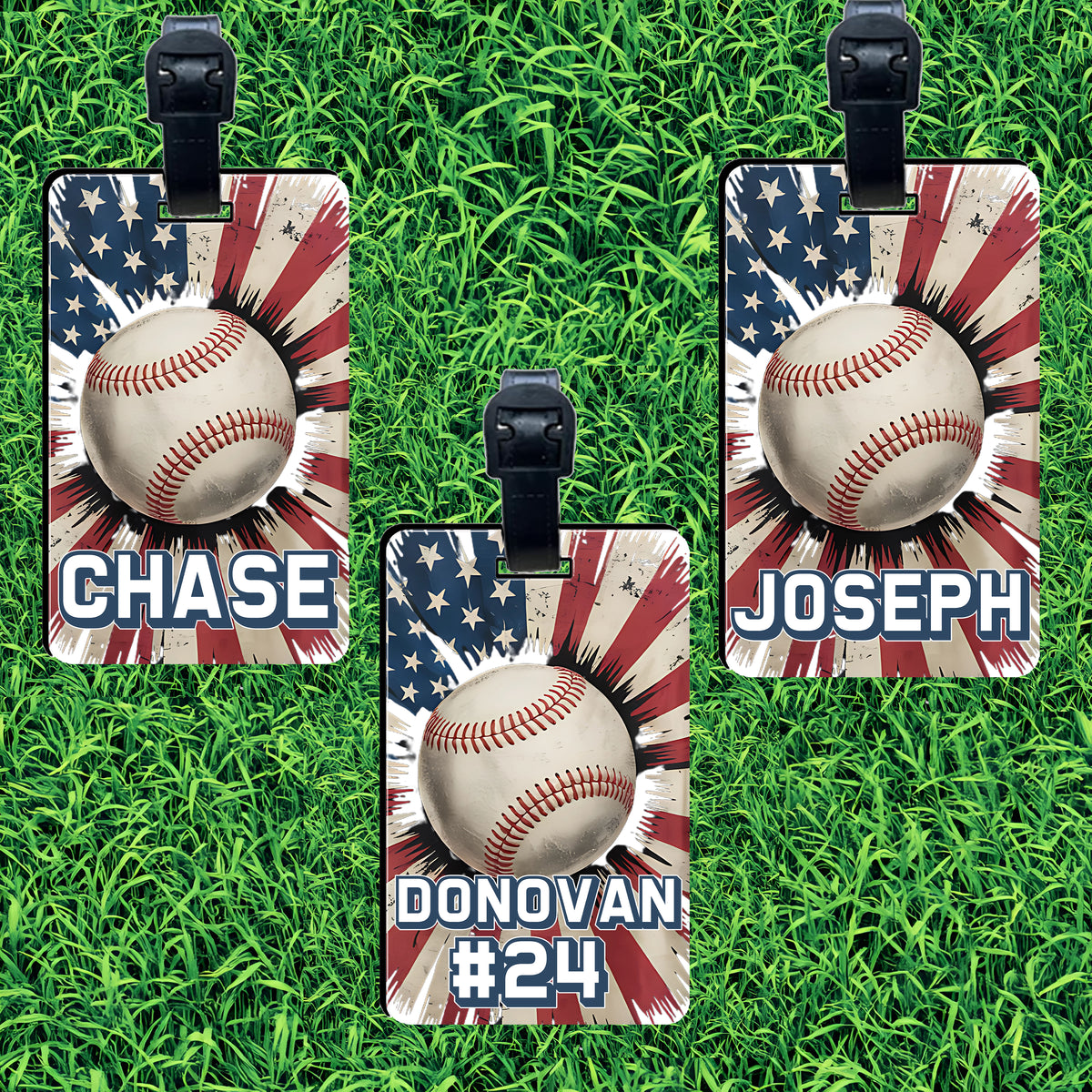 Custom Patriotic Rectangle Baseball Bag Tag