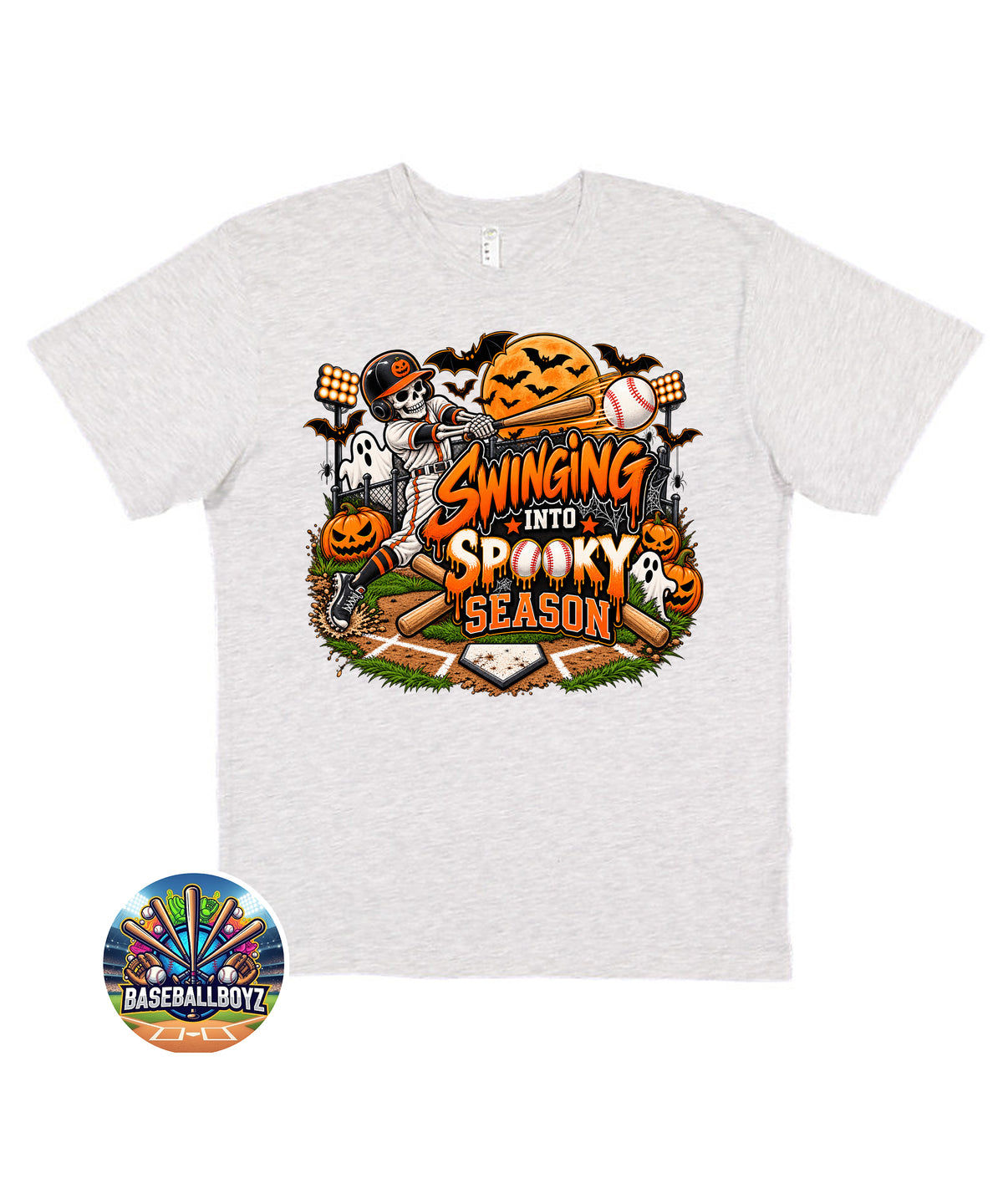 Swinging into Spooky Season Baseball Halloween Graphic T-Shirt
