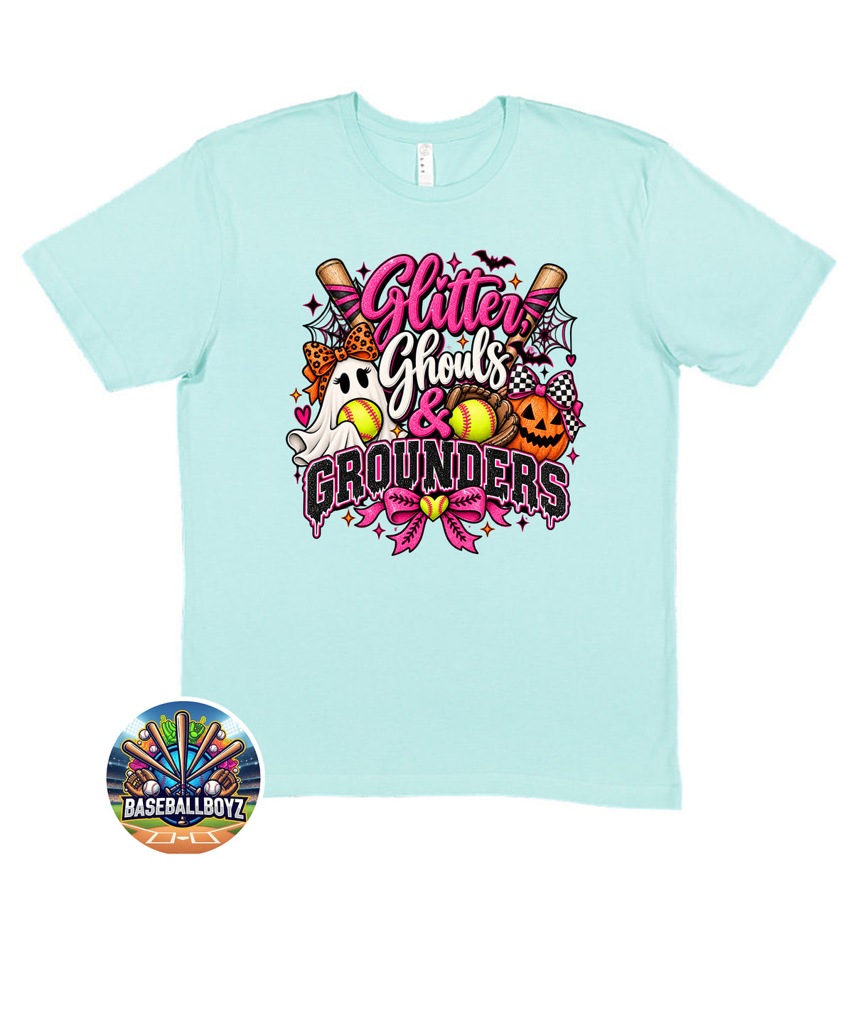 Glitter Ghouls & Grounders Softball Halloween Graphic T-Shirt